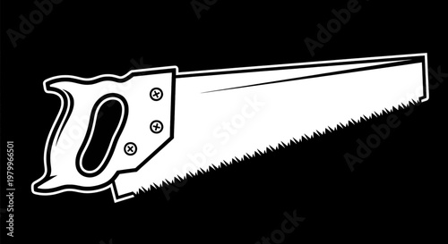 Hand saw icon, carpentry tool for cutting wood, vector illustration