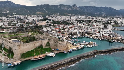 Girne (Kyrenia), a beautiful view of Girne Bay in Northern Cyprus.