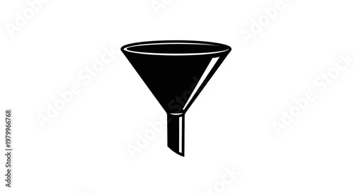 Black funnel icon on white background simple graphic symbol