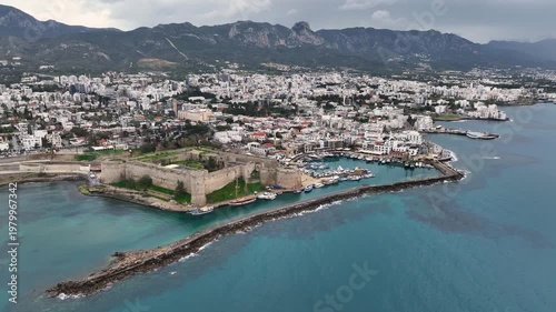 Girne (Kyrenia), a beautiful view of Girne Bay in Northern Cyprus.