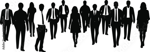 Silhouetted crowd of figures a minimalist black and white composition depicting a group of people