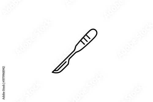 Simple line drawing of a scalpel on a plain white background