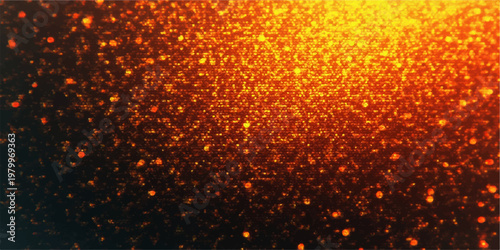 Vibrant water drops on the glass capture a bright orange light texture with a red flame pattern and gold heat reflection creating a hot sun explosion backdrop