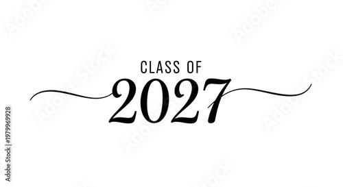 Class of 2027 Graduation Year Typography with Elegant Swirls