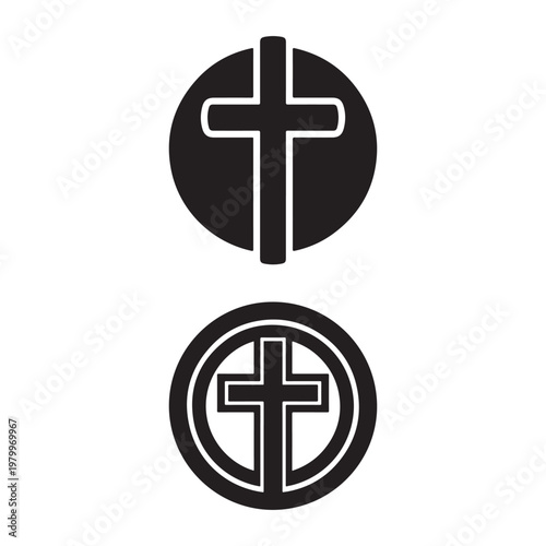 Free Download Two circular designs featuring a cross with stark contrast presented as a silhouette - GFXLoad