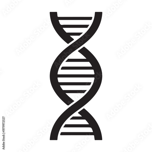 A striking black and white depiction of a dna double helix structure silhouette