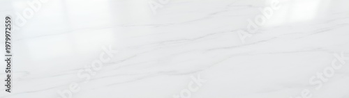 Minimalist white marble floor in empty bright interior with soft reflection, simple calm zen space, top view