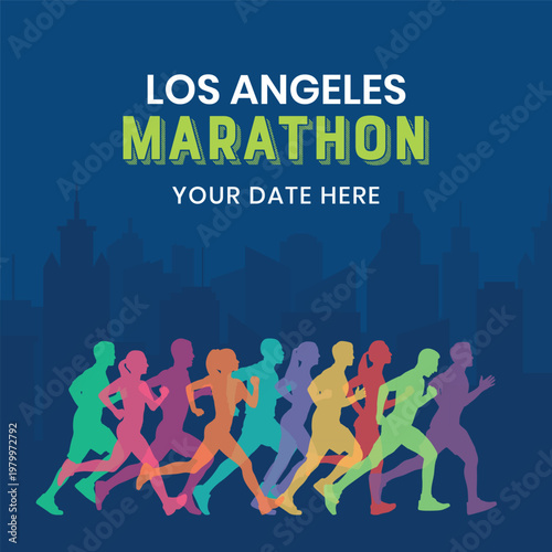 Marathon Event Poster with Group of Runners