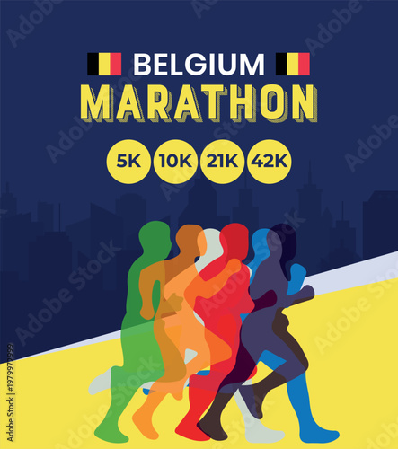 Marathon Poster with Distance Icons and Running Group Template
