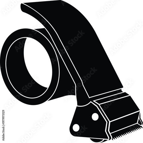 Manual Handheld Tape Dispenser Silhouette Isolated on White Background