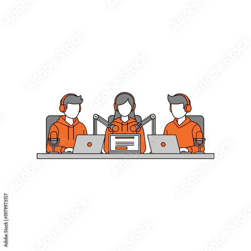 Three gamers collaborating during a live streaming session