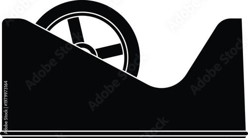 Desktop Tape Dispenser Silhouette Isolated on White Background