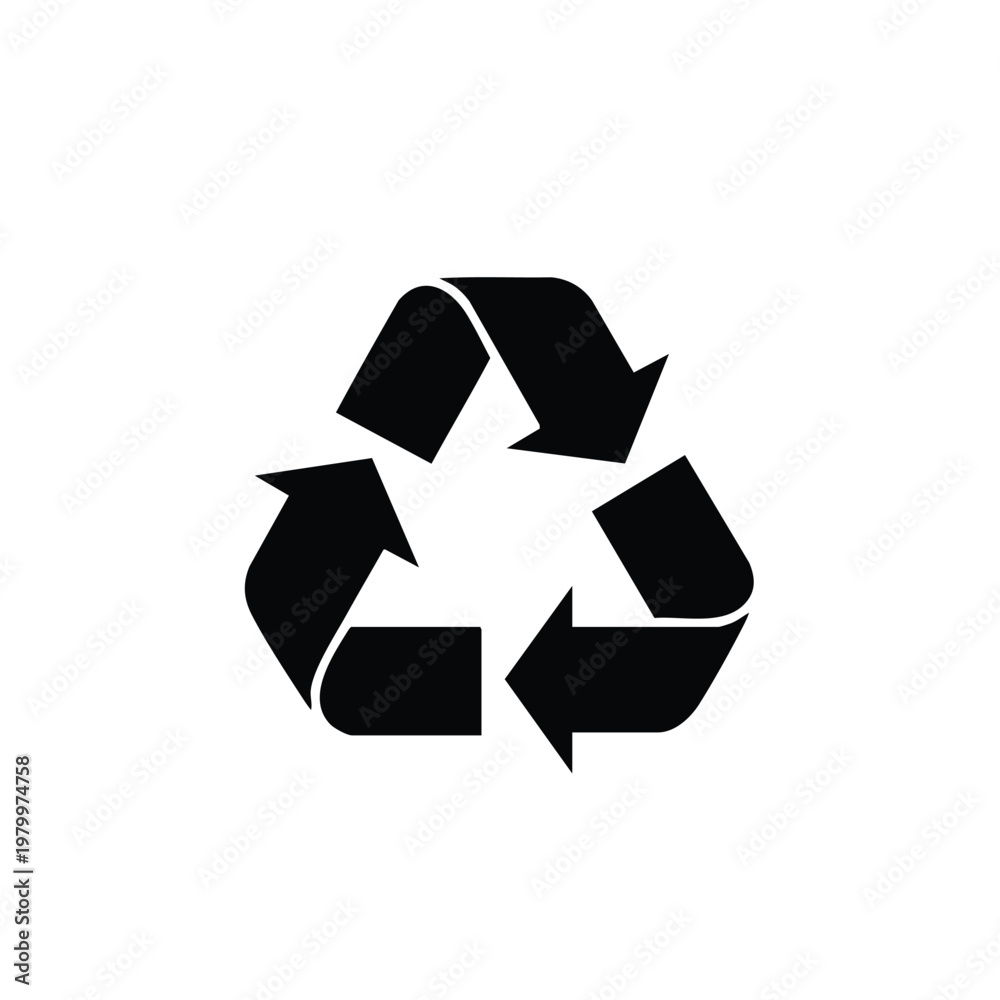 Obraz premium Recycling symbol, eco friendly icon, black recycle sign, environmental logo, vector graphic