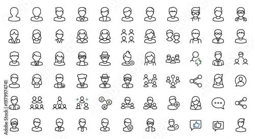 Diverse group of people icons.