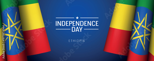 Ethiopia independence day vector banner, greeting card.