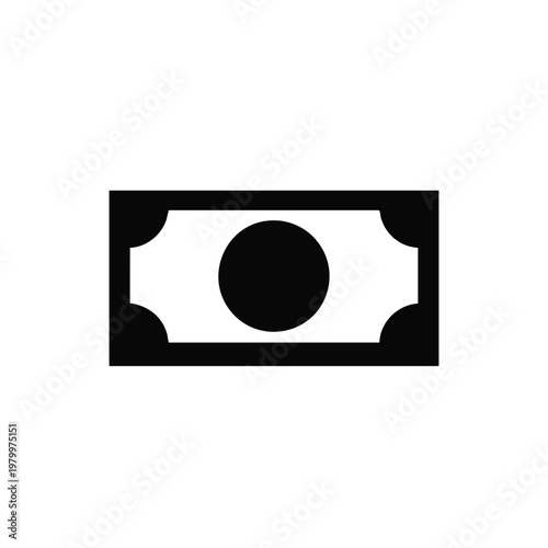 Bill, cash, money, finance icon, black and white
