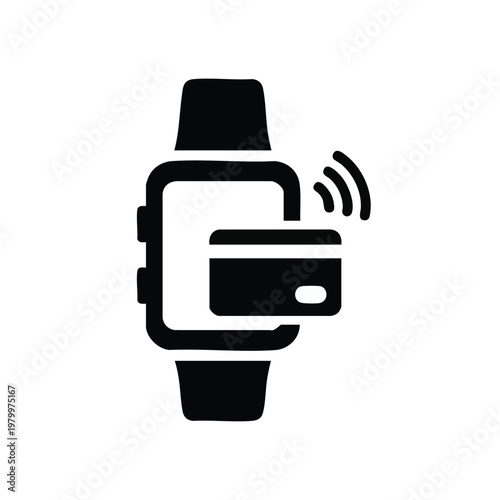 Smartwatch, contactless payment, NFC, wearable technology, mobile banking icon