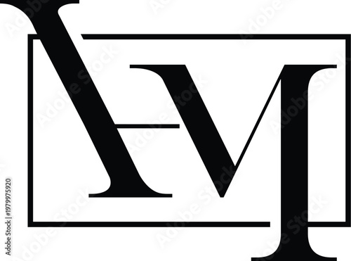 letter HM minimalist logo design