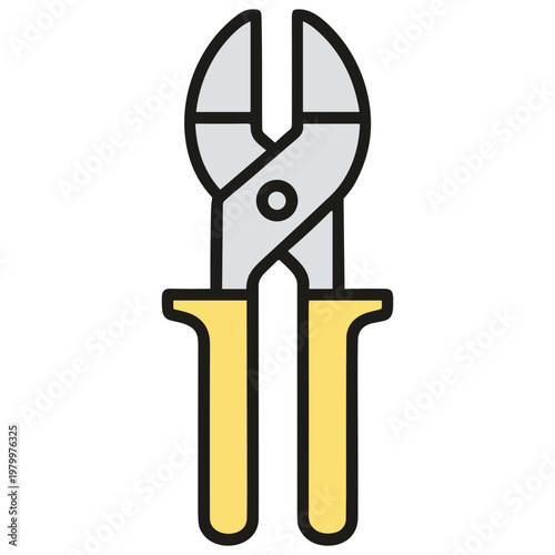 A detailed illustration of yellow-handled pliers with gray metal jaws