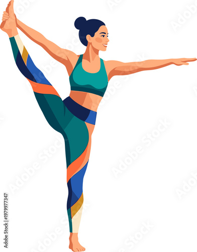 Athletic woman performing a standing split yoga stretch