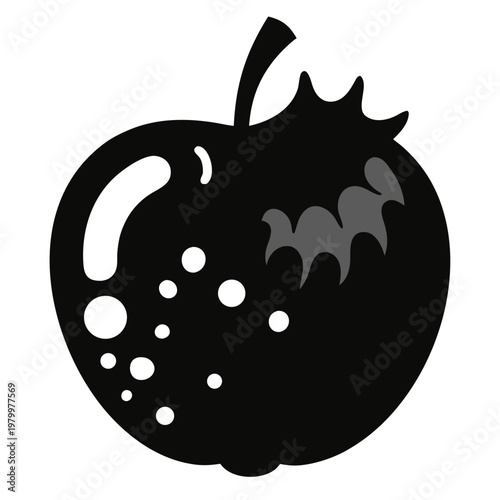 Black apple silhouette with gray bat