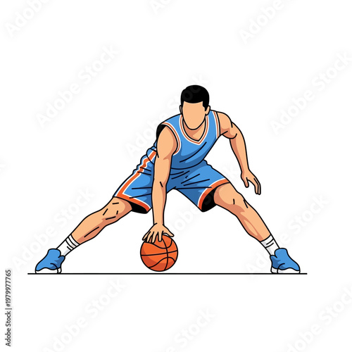 Basketball Player Dribbling Ball, Dynamic Sport Action, Athlete Training