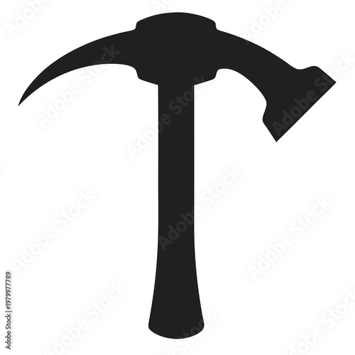 Black silhouette of a pickaxe on a white background mining