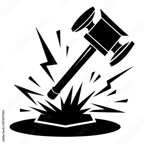 Black gavel hitting a block justice court