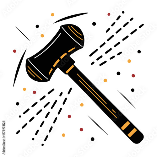 Black and orange of a sledgehammer on white background tool