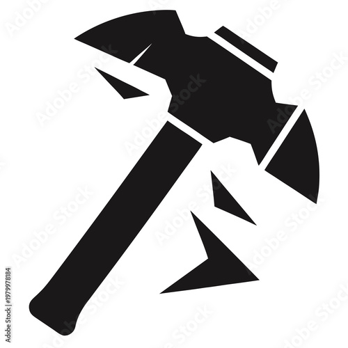 Black silhouette of a hammer on white background tool