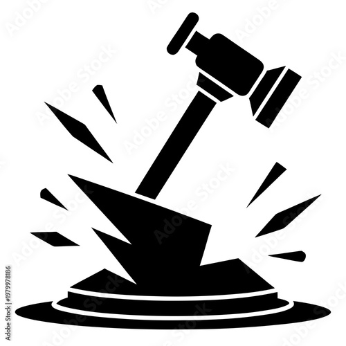 Gavel hitting anvil crash explosion