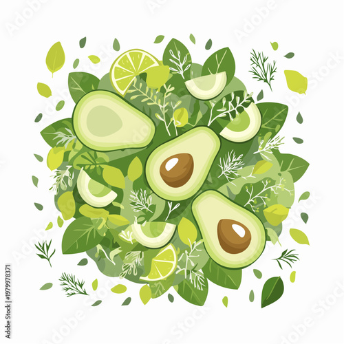 Grüner Frühlingssalat mit Avocado