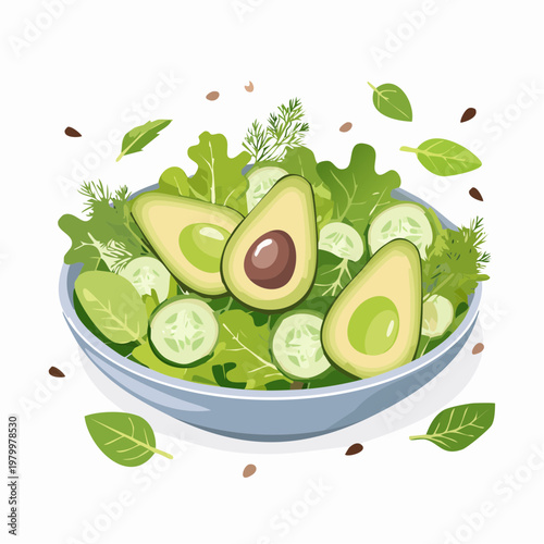 Grüner Frühlingssalat mit Avocado