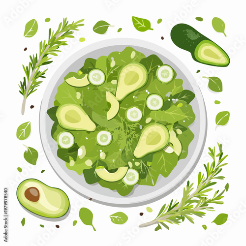Grüner Frühlingssalat mit Avocado