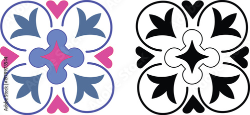 Ornate black tribal tattoo design featuring a vector illustration of wings and butterfly elements integrated into an abstract floral background with curved leaf ornaments and nature silhouettes