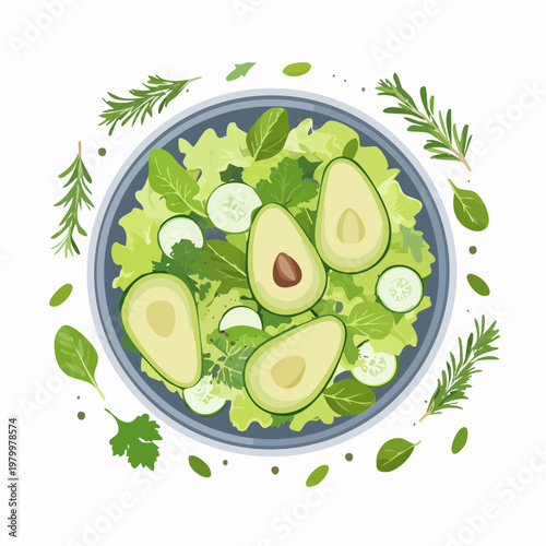 Grüner Frühlingssalat mit Avocado