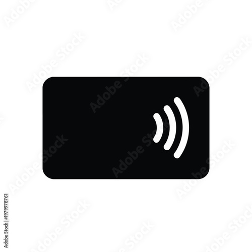 Contactless payment, NFC, credit card icon, wireless symbol, black and white