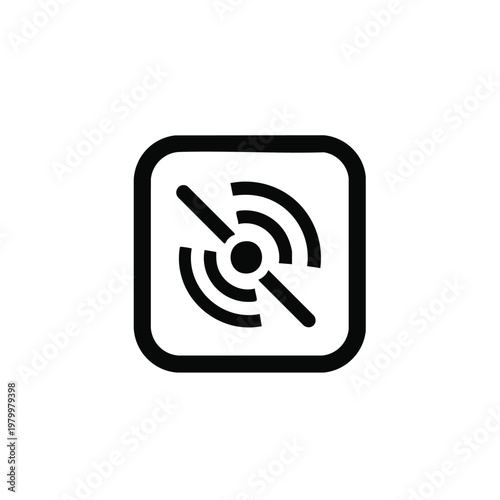 No signal icon, wireless symbol, signal lost, offline mark, black vector graphic
