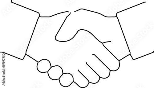Handshake between two people in a simple line drawing style