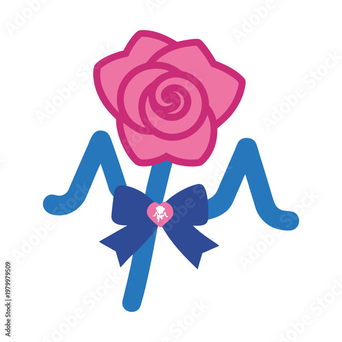 Rose bouquet tied with waveform shaped ribbon