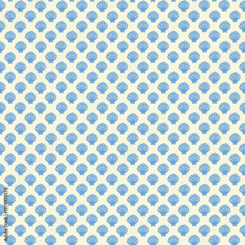  Shell dot seamless pattern in beige and blue