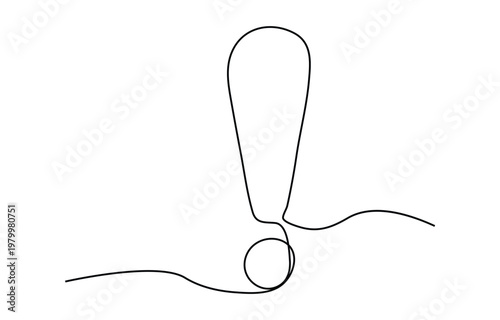 One Line art, Continuous one line drawing of Exclamation mark vector illustration.