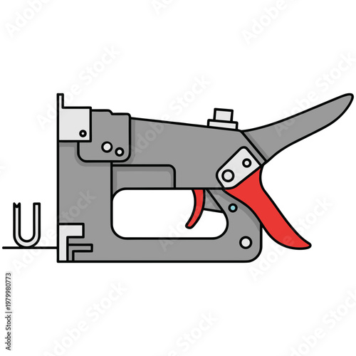 An illustration shows a staple gun with red handle and metal body.