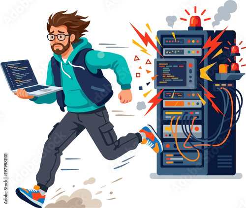 Panicked it professional running away from smoking server room equipment