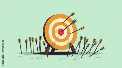 Archery target with arrows: Symbolizing success, failure, and determination