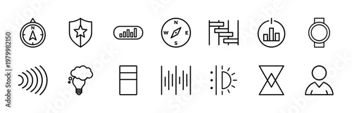 Time and scheduling minimalist line icon set