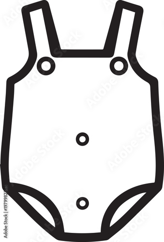 A minimalist illustration of a baby's romper suit, perfect for representing infancy and childhood in a simple and clean design.