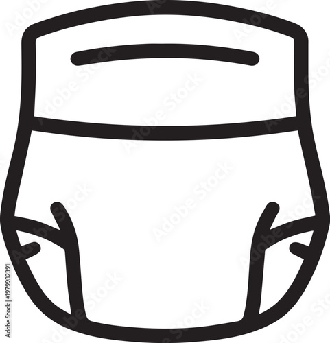 A diaper, a minimalist illustration, simple lines create the shape of essential baby care item.