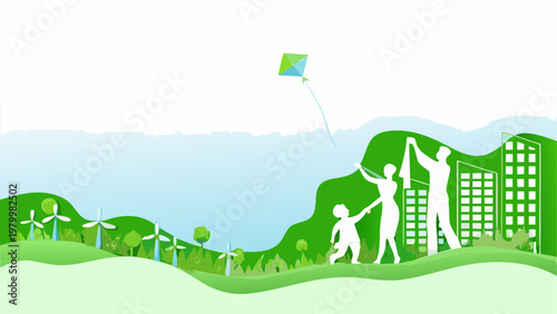 Modern city skyline with green hills and coastal waterfront under a clear sky