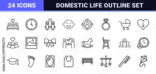 Minimalist family and relationship outline icon set